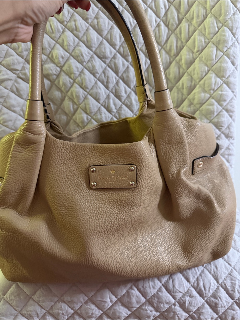 kate spade Pebbled Leather Shoulder Bag in Nude
